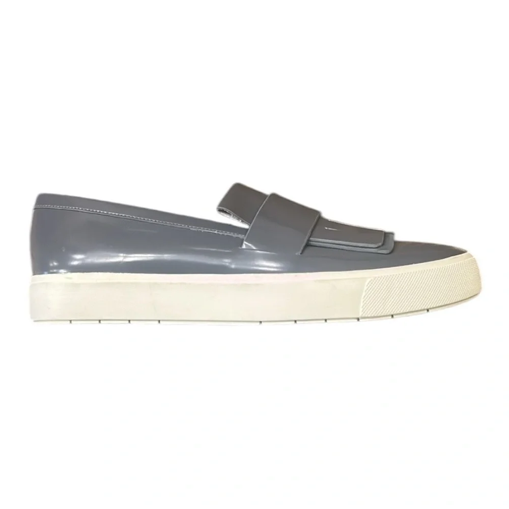 Vince Women’s Gray Patent Leather Coventry Slip On Kiltie Loafers Size 7